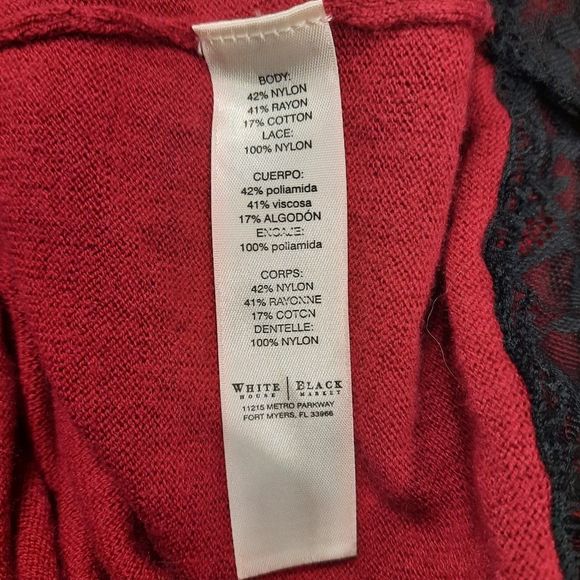 White House Black Market Red Long Sleeve Top - Picture 4 of 4